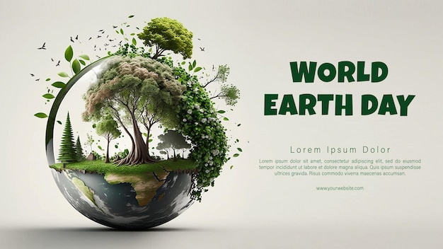 World Earth Day Illustration A Transparent Earth Globe with Forest Tree Inside the Globe