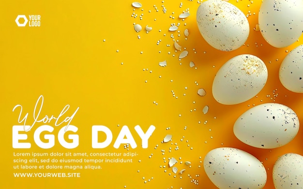 PSD world egg day social media post with egg background and isolated yellow background