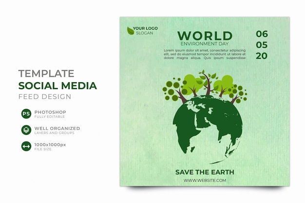 World environment day flyer template for social media post banner