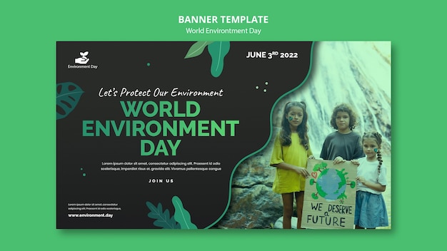 World environment day with leaves banner template