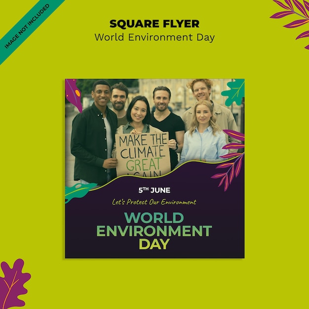 World environment day with leaves square flyer template