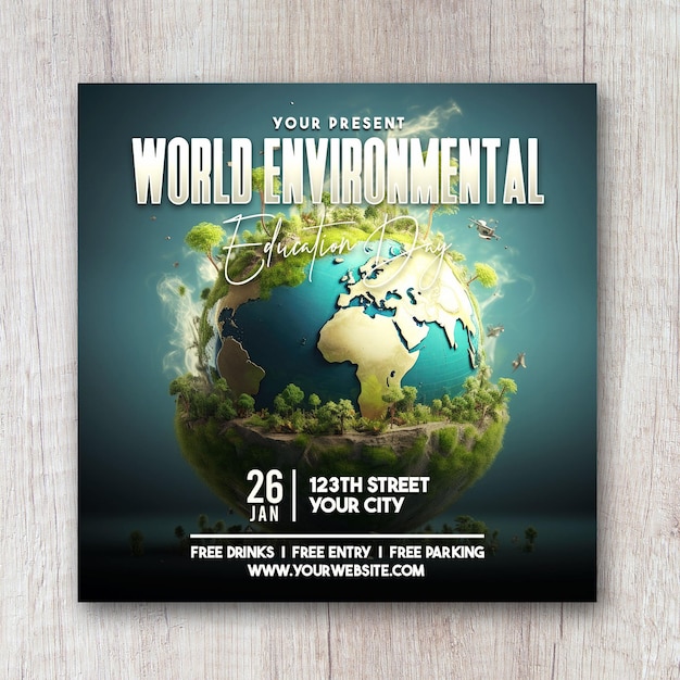 World environmental education day square flyer social media banner design post