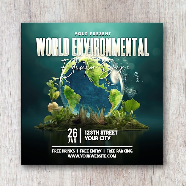 World environmental education day square flyer social media banner design post