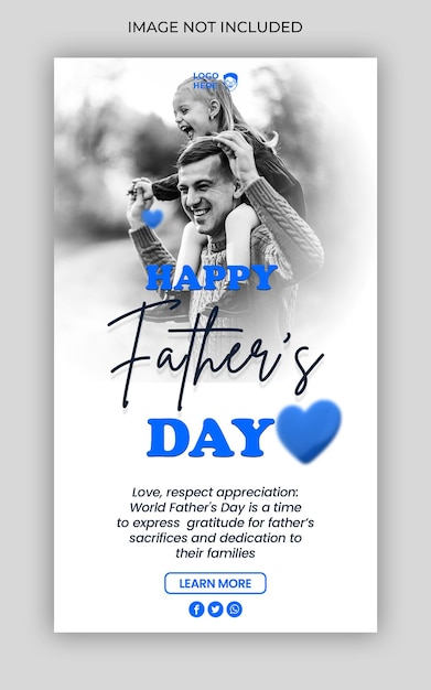 PSD world father day web banner or social media template feliz dia dos pais in portuguese