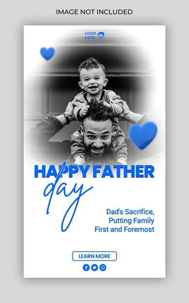 PSD world father day web banner or social media template feliz dia dos pais in portuguese