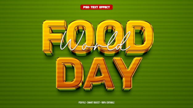 PSD world food day 3d editable text effect