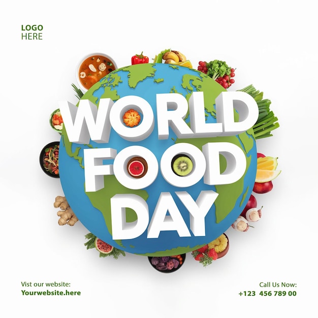 PSD world food day celebration poster social media template design