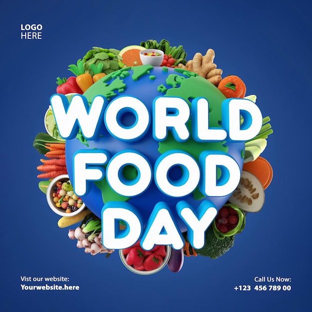 PSD world food day celebration poster social media template design