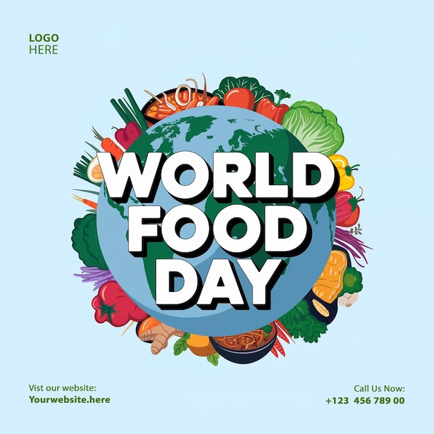 PSD world food day celebration poster social media template design