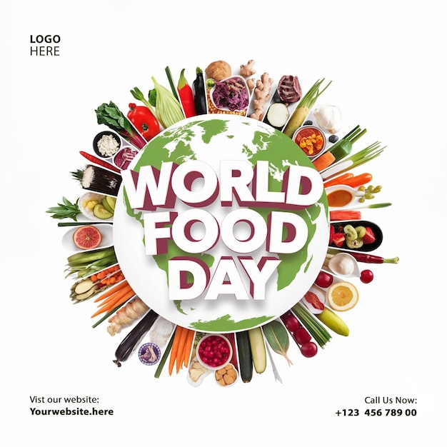 PSD world food day celebration poster social media template design