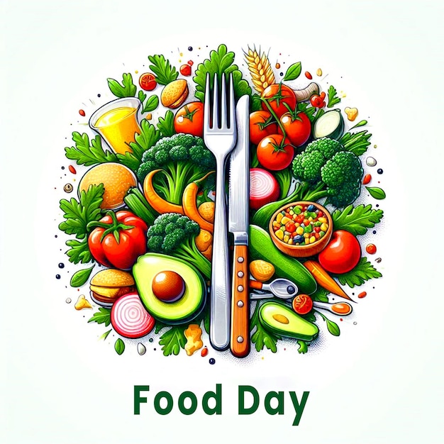 World Food day concept a picture of food in a circle