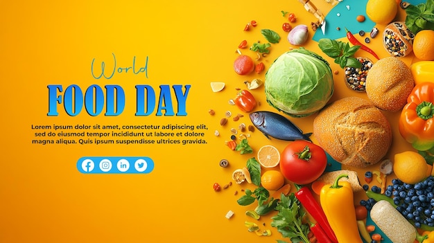 World food day decoration of meal vegetables and fruits Creative concept for healthy foods