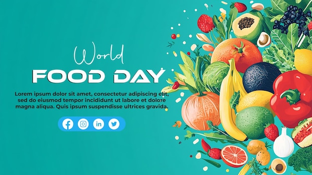 World food day decoration of meal vegetables and fruits Creative concept for healthy foods