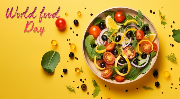 PSD world food day social media posts yellow color background design