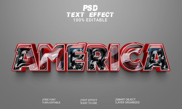 World of Football Qatar Cup 2022 America USA 3D Text Effect PSD File