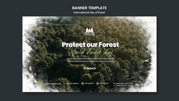 PSD world forest day banner template