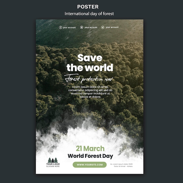 World forest day poster template