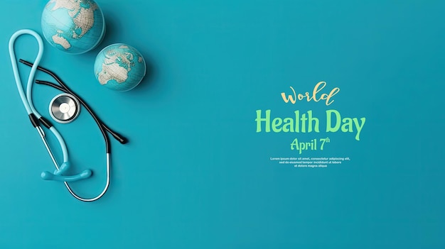 World Health Day Background with stethoscope ornament and earth miniature