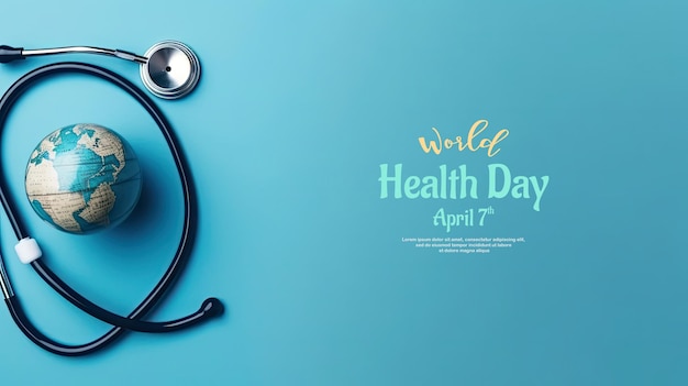 World Health Day Background with stethoscope ornament and earth miniature