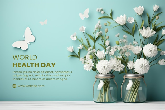 World health day floral jar amidst minimalistic elegance