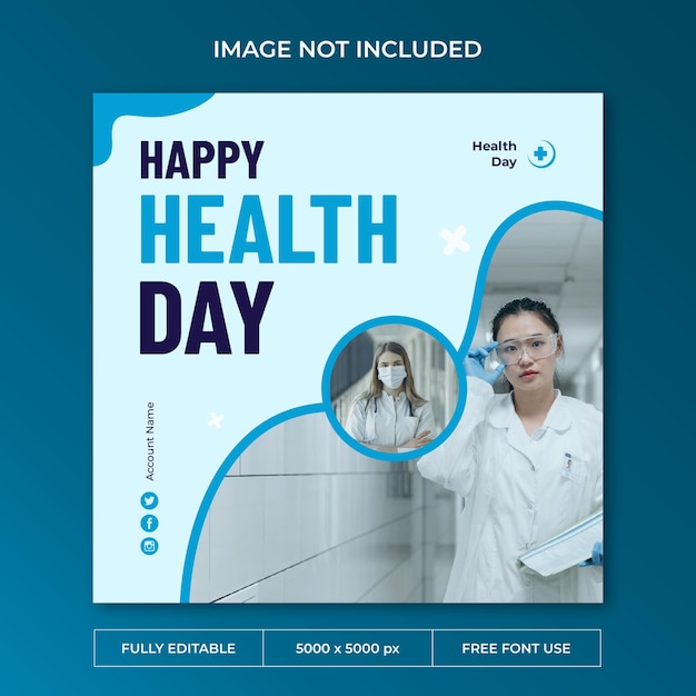 World health day instagram post social media template