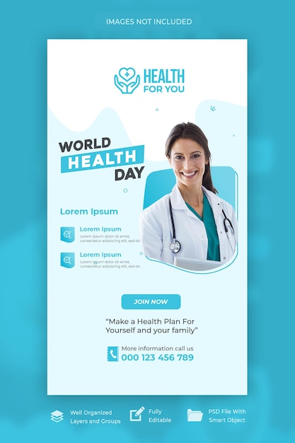 World health day instagram story template with photo