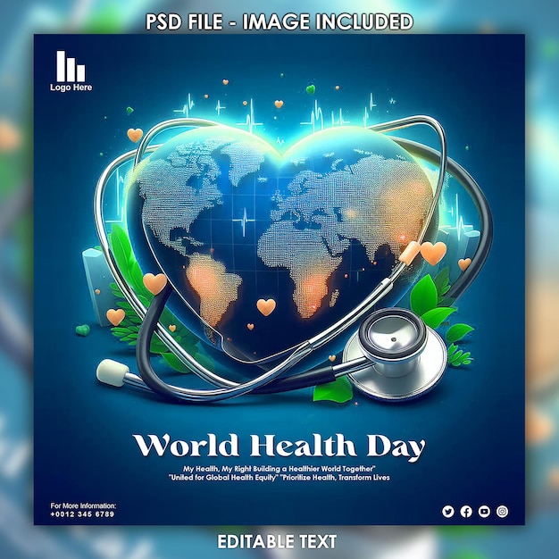 World health day social media post design World health day poster design