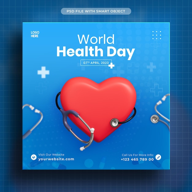 World health day social media post template