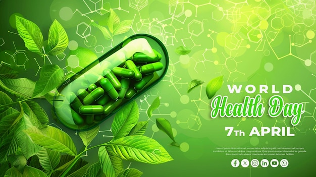 World health day Special greeting card with a psd background