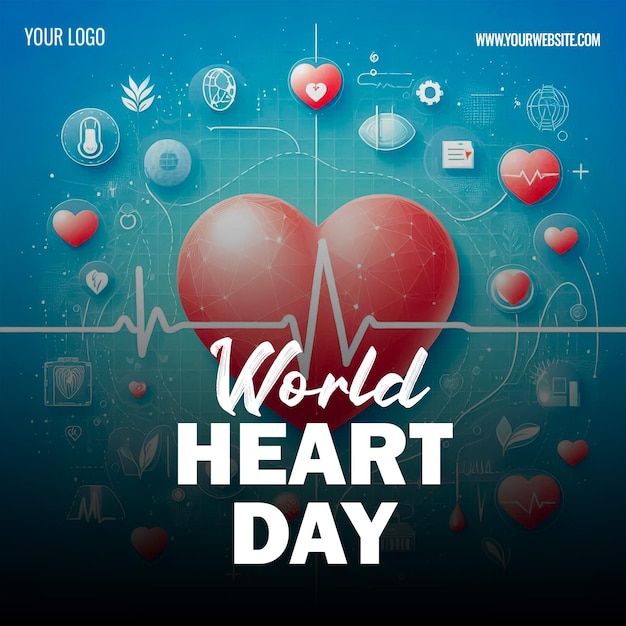 World Heart Day Heart Health poster social media template