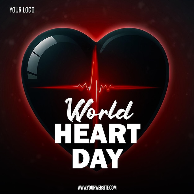 PSD world heart day heart health poster social media template