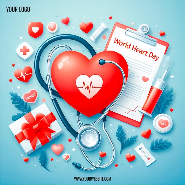 World Heart Day Heart Health poster social media template