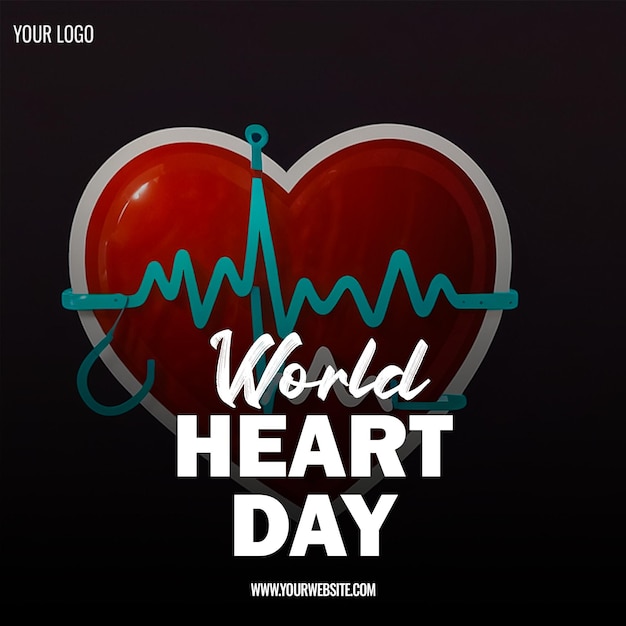 World Heart Day Heart Health poster social media template