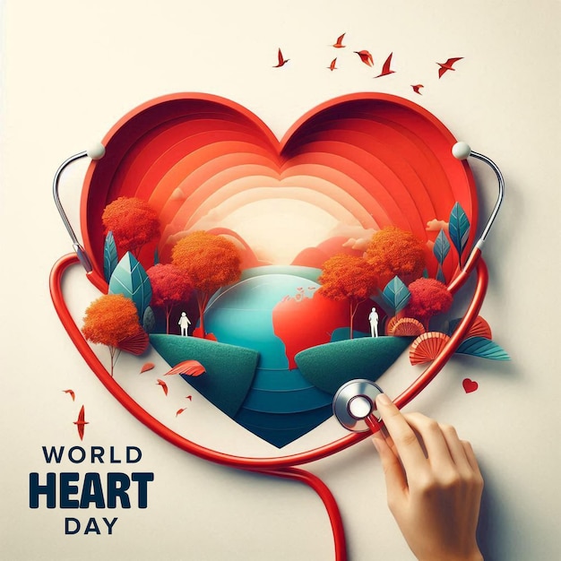 PSD world heart day social media design template