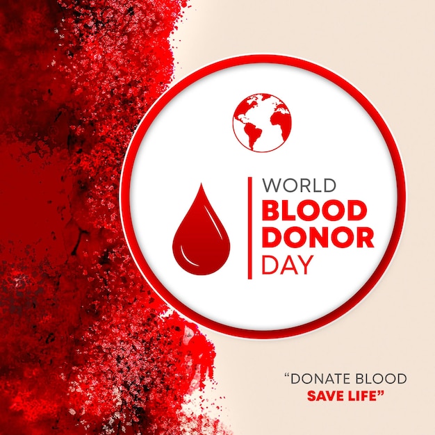 World international blood donor day poster design with Red background