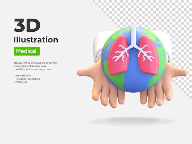 World lung day icon 3d illustration render