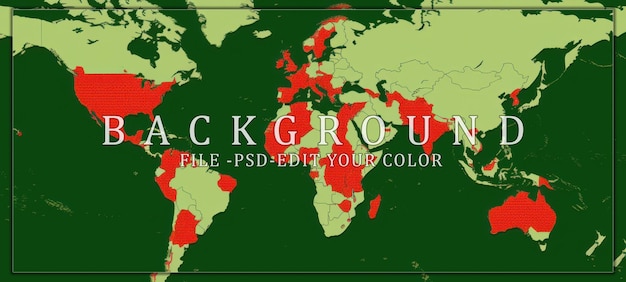 PSD world map with red dots indicating locations