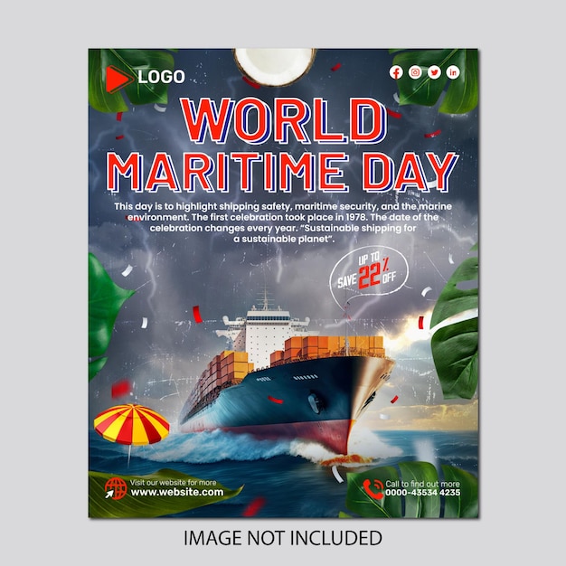 World maritime day celebration promotion template design