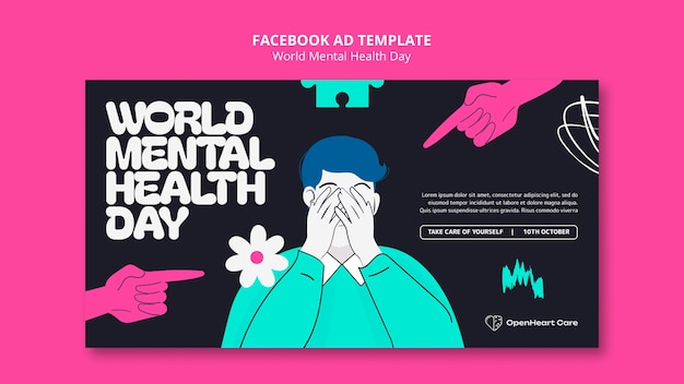 PSD world mental health day facebook template