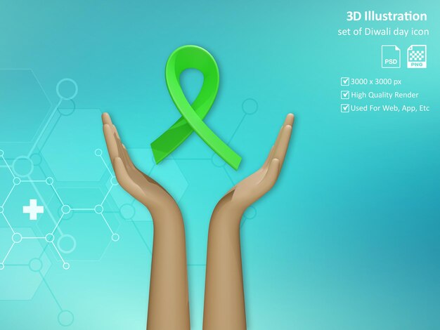 World Mental Health Day icon 3D Illustration Rendering