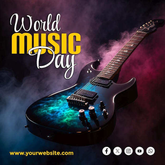 World Music Day social media post and banner template design