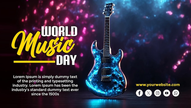 World Music Day social media post and banner template design