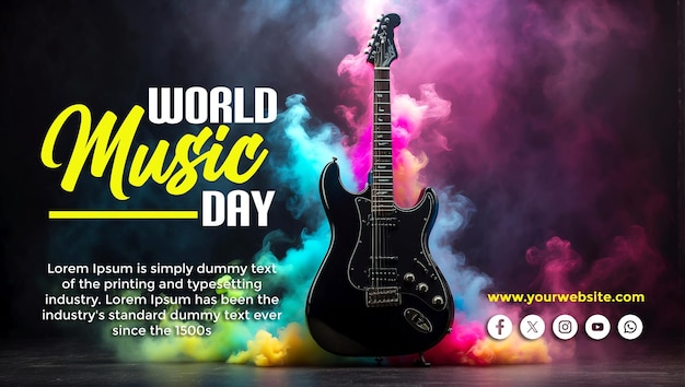 World Music Day social media post and banner template design