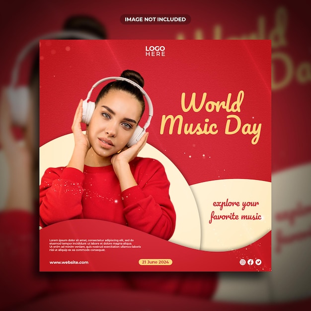 World music day social media post template design