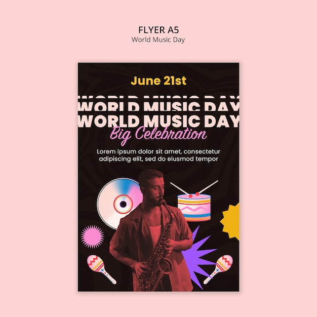 PSD world music day template design