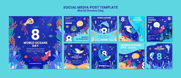 World ocean day instagram post template