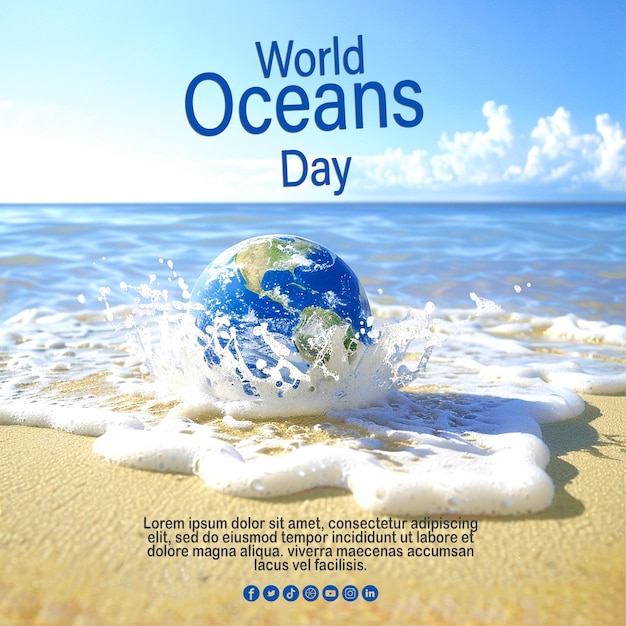 World ocean day social media banner design