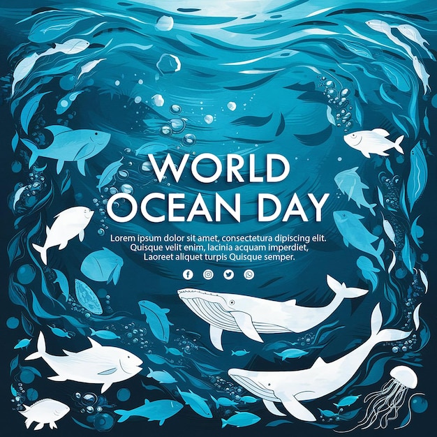 World oceans day social media posts in PSD