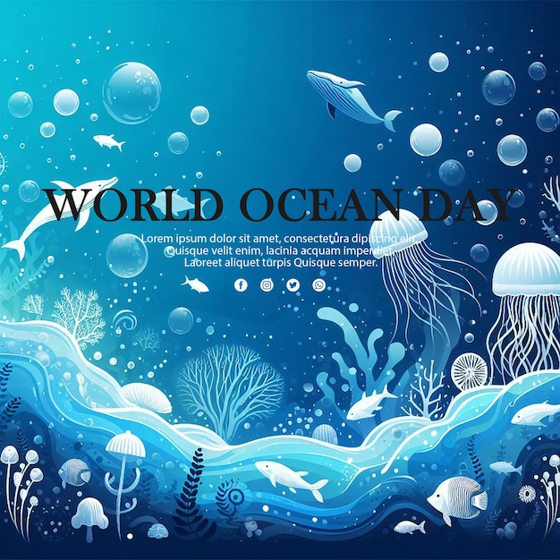 World oceans day social media posts in PSD