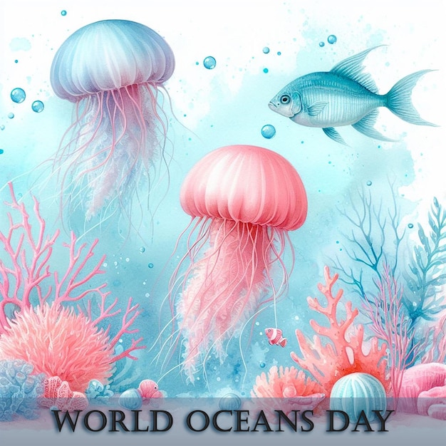 World oceans day social media posts in PSD